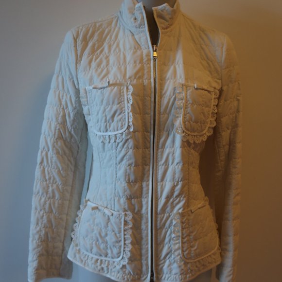 WOMENS CHEBY WHITE QUILTED LACE ITALIAN FULL ZIP JACKET 42 US/6 * - Picture 3 of 14